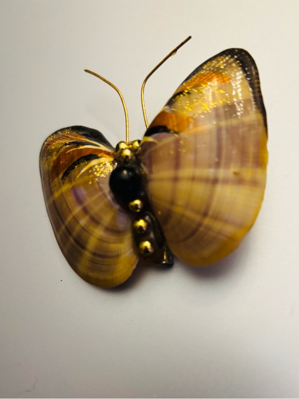 Handcrafted Yellow Butterfly Brooch with Gold Accents